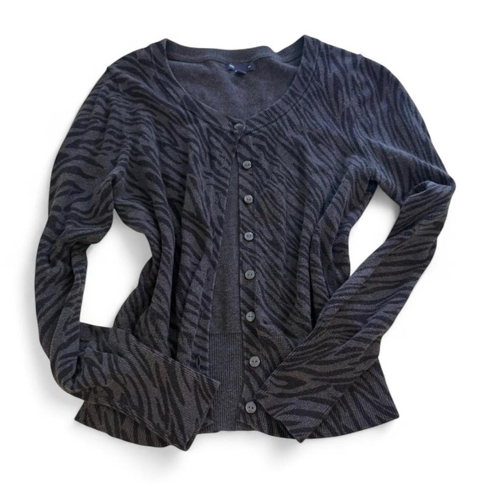 Vintage Gap Y2K Zebra Print Fitted Button Cardigan Women’s M